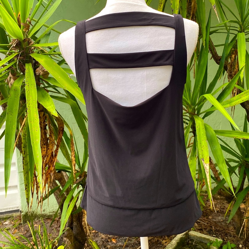 White House Black Market Black Cut Out Back Tank